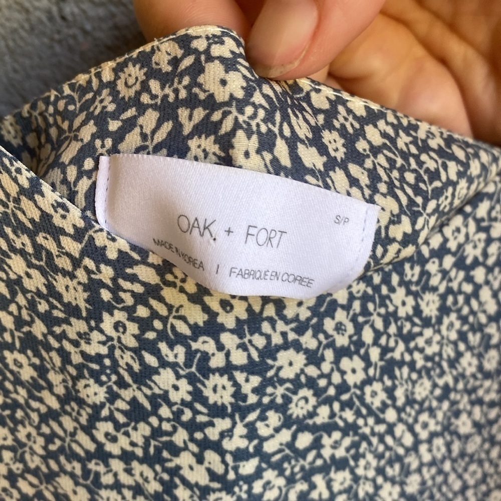 Oak & Fort Pleated Liberty Floral Dusty Blue Dress - Picture 5 of 8